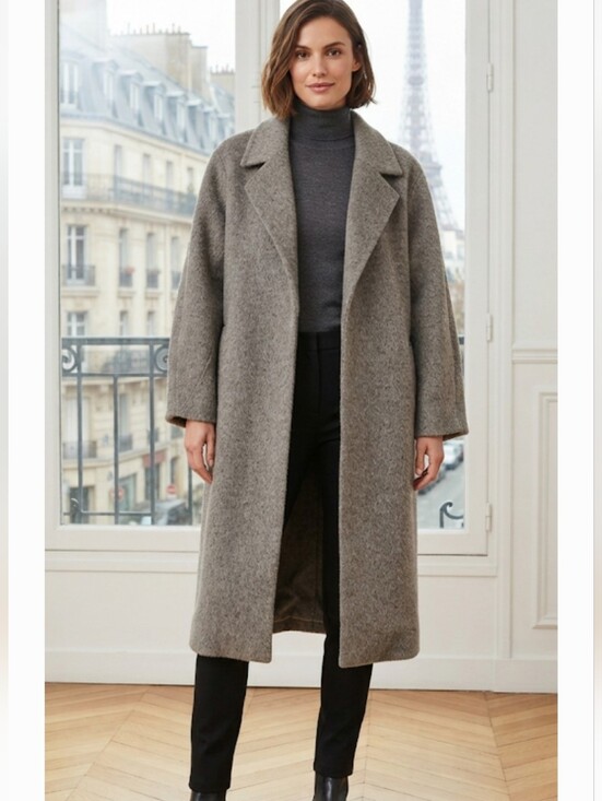 Nap Jackets & Blazers - NAP Loungewear oversized wool-alpaca blend coat in silver grey. Size M
